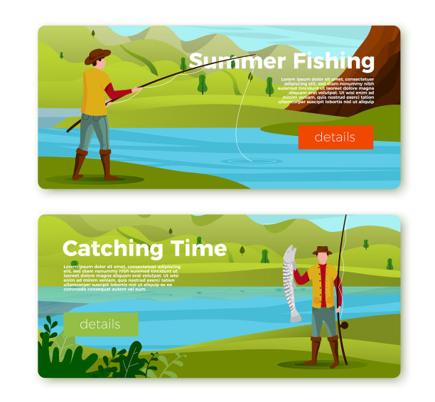 旗帜-渔民在河上与棍棒猎物图片下载