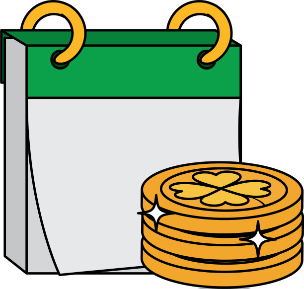 用三叶草和日历堆放硬币图片下载