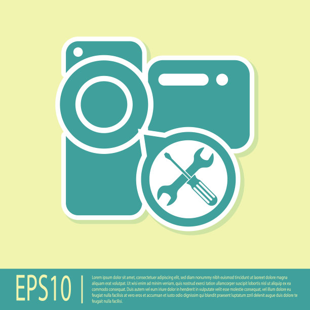 带螺丝刀和扳手的绿色摄像机图片下载