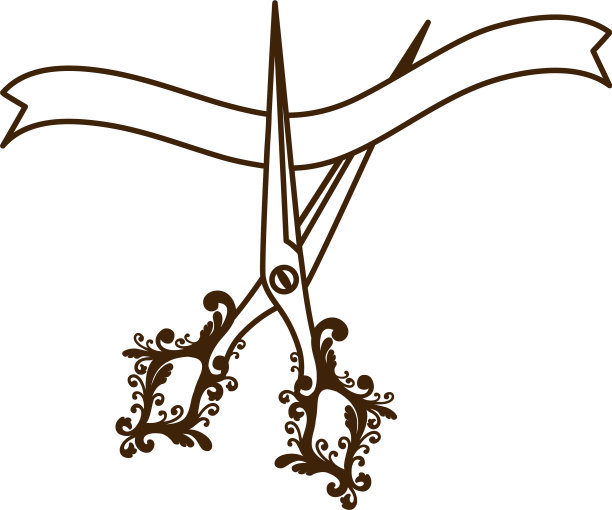 白色背景上的丝带剪刀图片下载