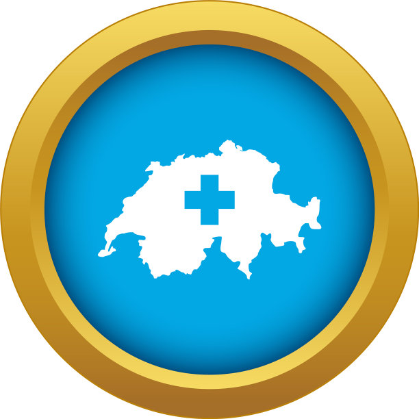 瑞士地图图标蓝色孤立图片下载