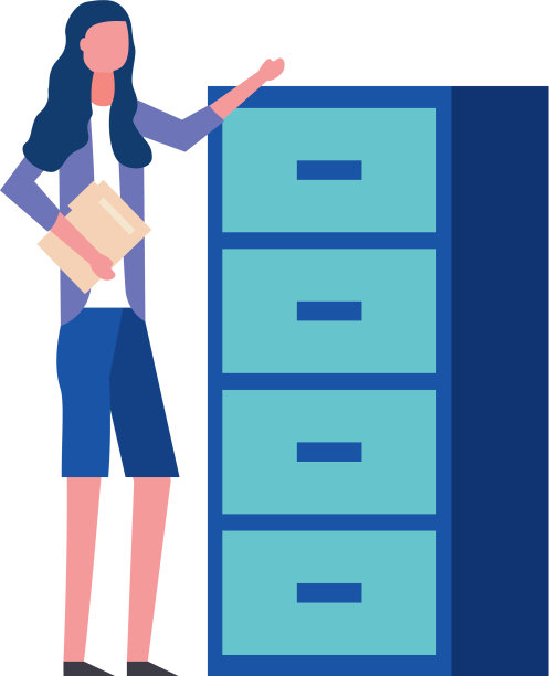 女人拿着文件夹办公柜的抽屉图片下载