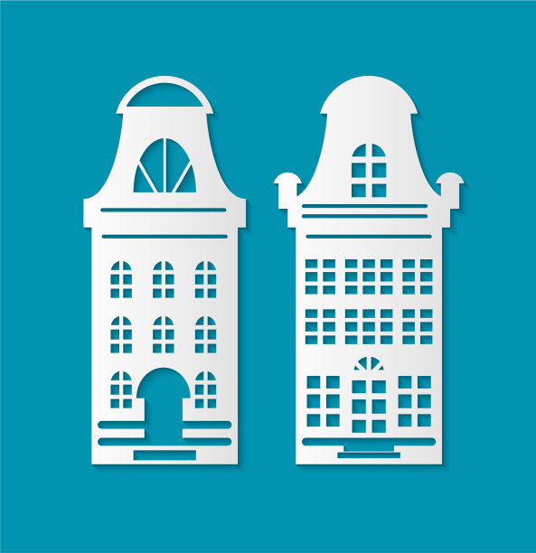 建筑剪影圣诞剪纸剪纸图片下载