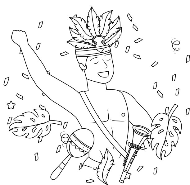 一名男子穿着黑白服装庆祝巴西狂欢节图片下载