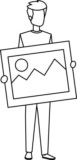 年轻人举画图片下载