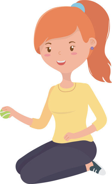 少女卡通与网球设计图片下载