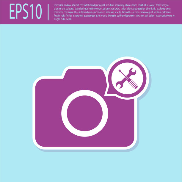 带有螺丝刀和的复古紫色相机图片下载