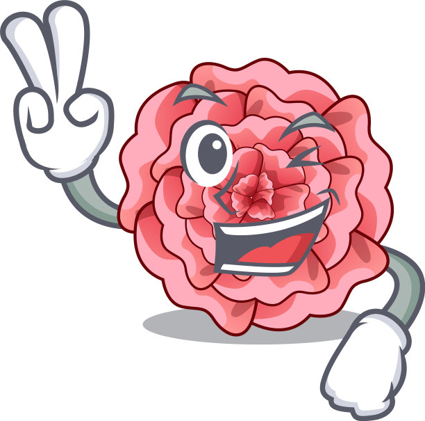 两根手指康乃馨粘在卡通茎上图片下载