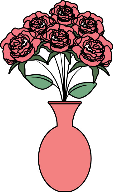 玫瑰图案的花瓶图片下载