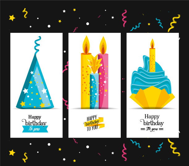 在生日帽子上放上蜡烛和纸杯蛋糕图片下载