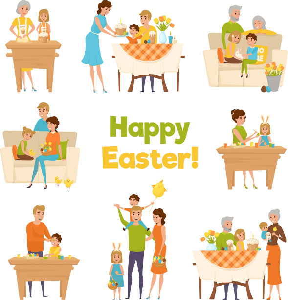 复活节快乐家庭套装图片下载