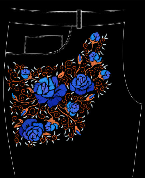 时尚花卉刺绣图片下载