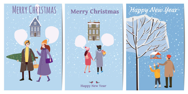 圣诞快乐，新年快乐卡片模板图片下载