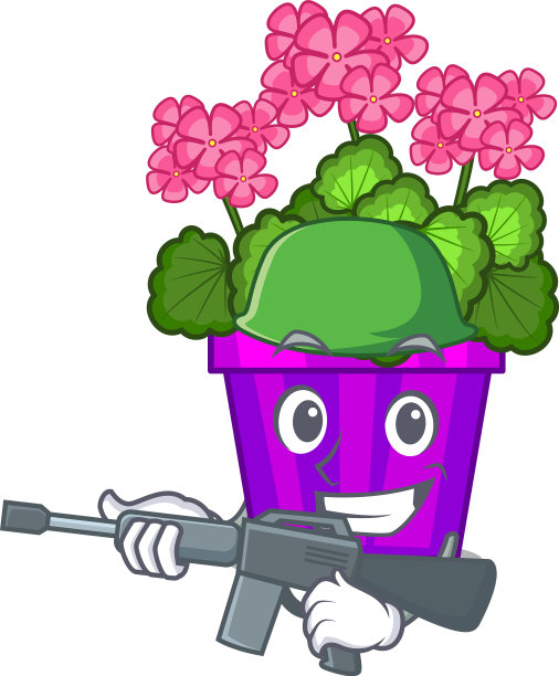 军天竺葵花孤立与吉祥物图片下载