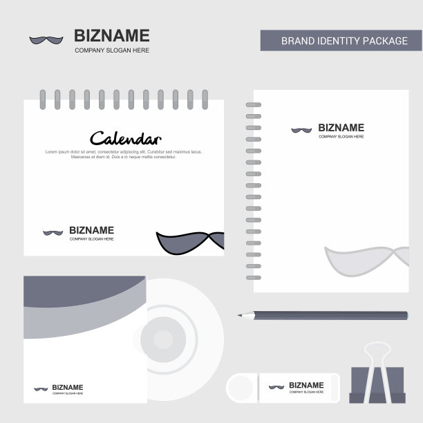 八字胡标志日历模板CD封面日记图片下载