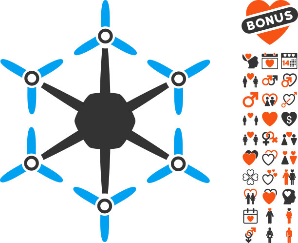 六旋翼机图标与爱奖金图片下载