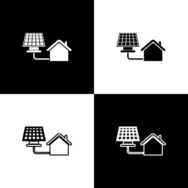设置房子与太阳能电池板图标孤立图标图片下载