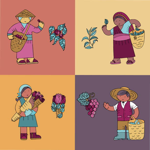 彩色卡片与咖啡，茶，玫瑰葡萄园图片下载