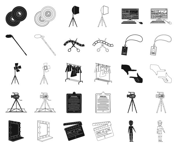 制作一个电影黑色轮廓图标在集合图片下载