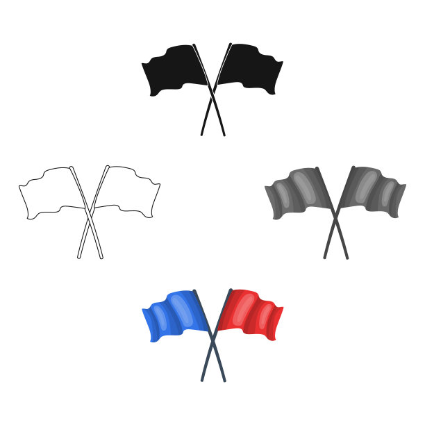 红色和蓝色旗子西班牙球单一图标图片下载