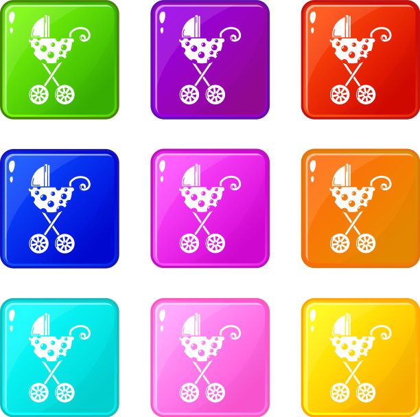 马车优雅的图标集9个颜色收集图片下载