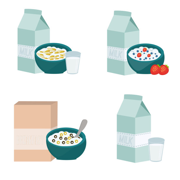 早餐装在盘子里的干麦片图片下载