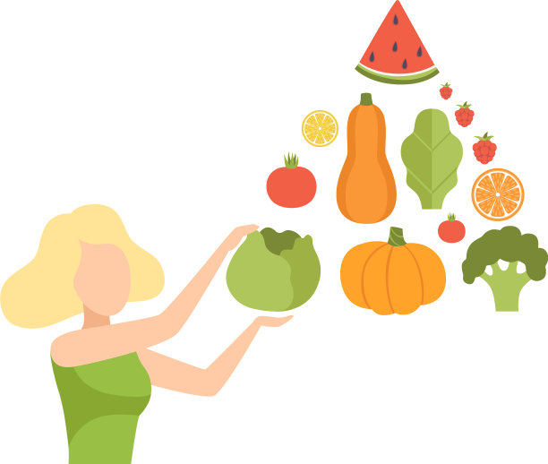 带着金字塔蔬菜的年轻女人图片下载