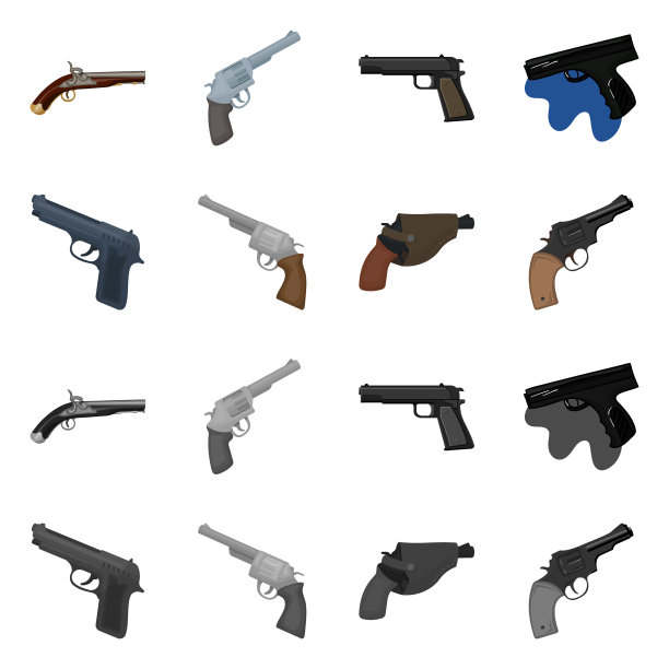 孤立物体左轮手枪和手枪标志图片下载