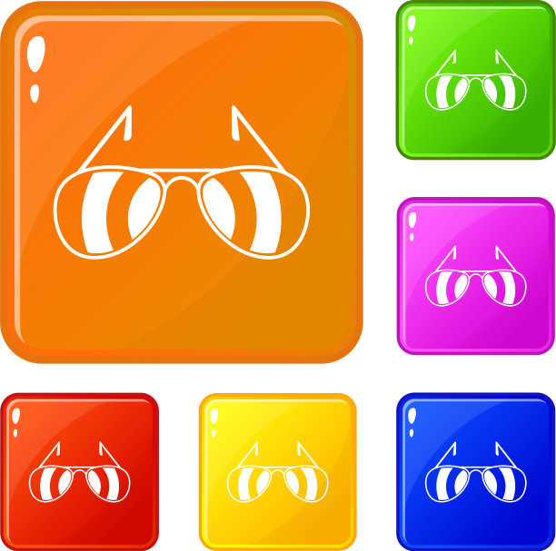 太阳镜图标套装颜色图片下载