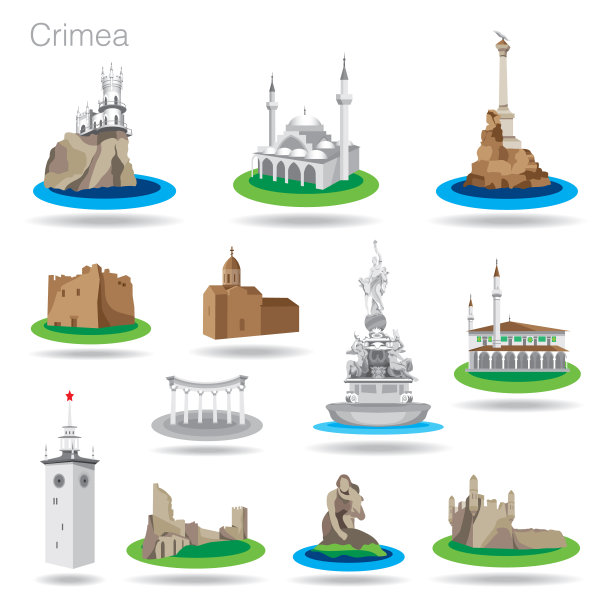 一套彩色克里米亚图标绘制图片下载