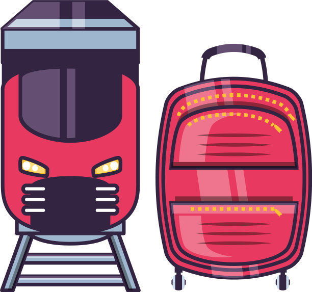 带火车的旅行箱设备图片下载