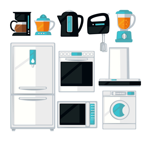 家庭厨房炊具平面图标图片下载