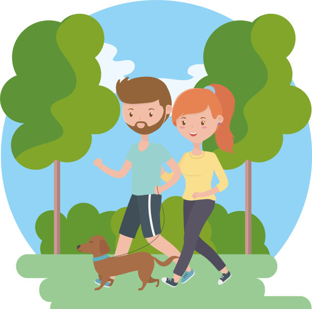 一对男孩和女孩与狗设计图片下载