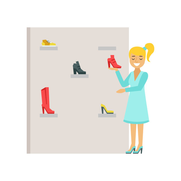 在鞋店挑选鞋子的金发女人图片下载