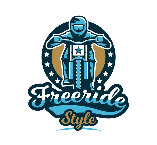 骑山地车的人的标志和标志图片下载