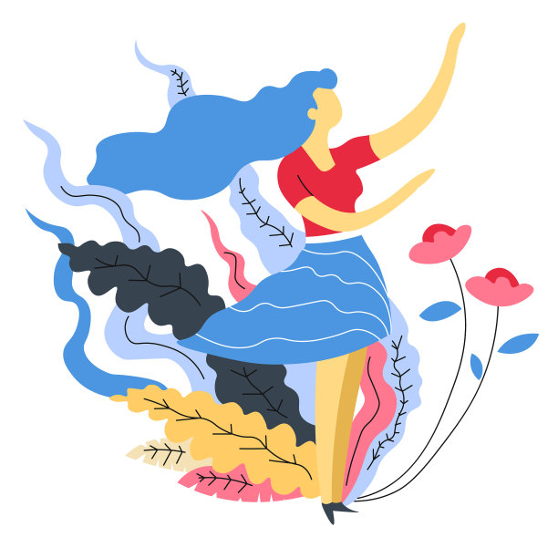 女人花叶姑娘与自然和谐相处图片下载