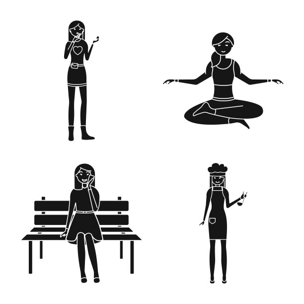 孤立对象情感和女性图标设置图片下载