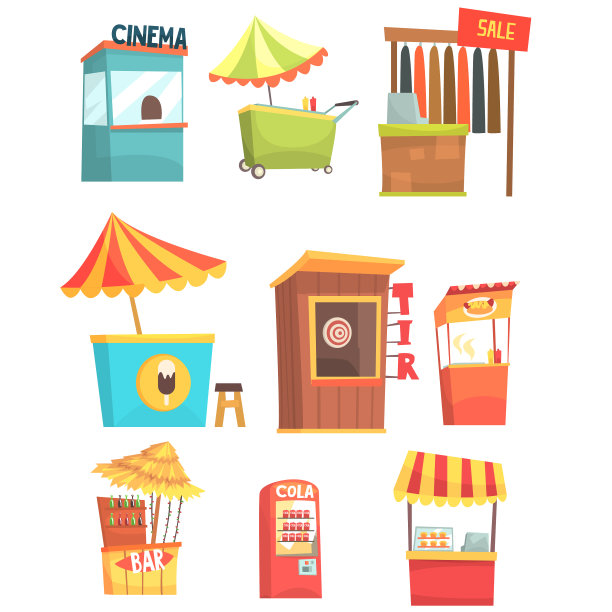 市集、街市、小吃摊和小铺图片下载