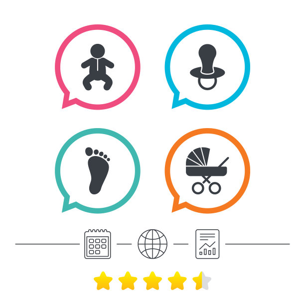 婴儿婴儿图标，童车和虚拟符号图片下载