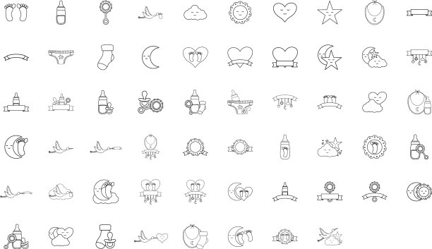 可爱的云与月亮和星星可爱的人物图片下载