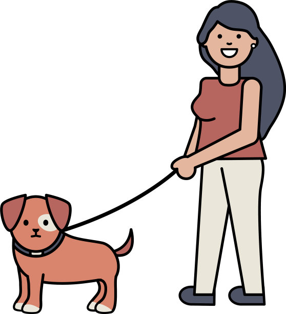 年轻女子和可爱的小狗吉祥物图片下载
