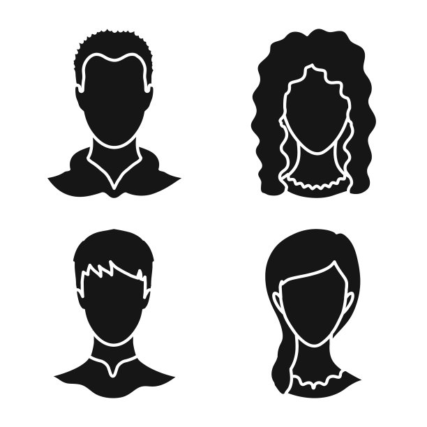 孤立的对象字符和配置文件图标集图片下载