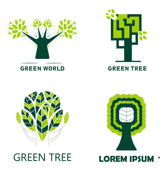 林地和绿树孤立图标生态和图片下载