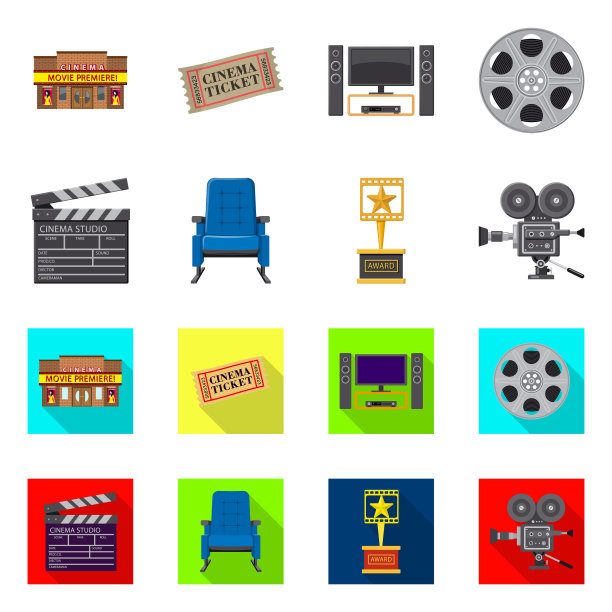 孤立的对象电视和拍摄图标图片下载