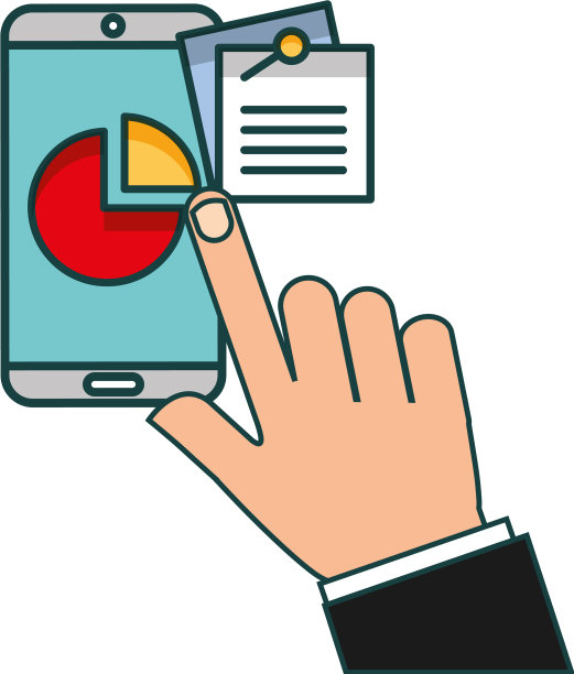 手触摸智能手机图表饼笔记办公室图片下载