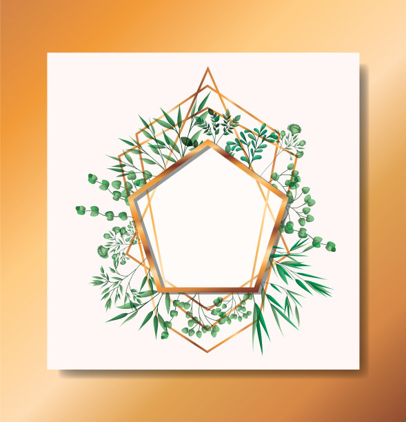 金色的框架和叶子花环图片下载