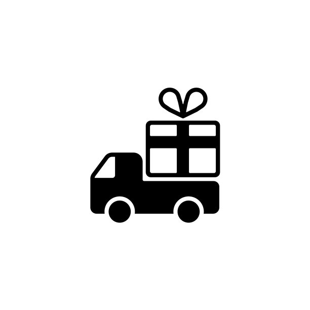 带有礼品递送图标的Web线条卡车图标图片下载