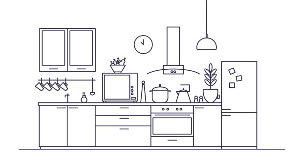 时尚的厨房内饰充满现代气息图片下载