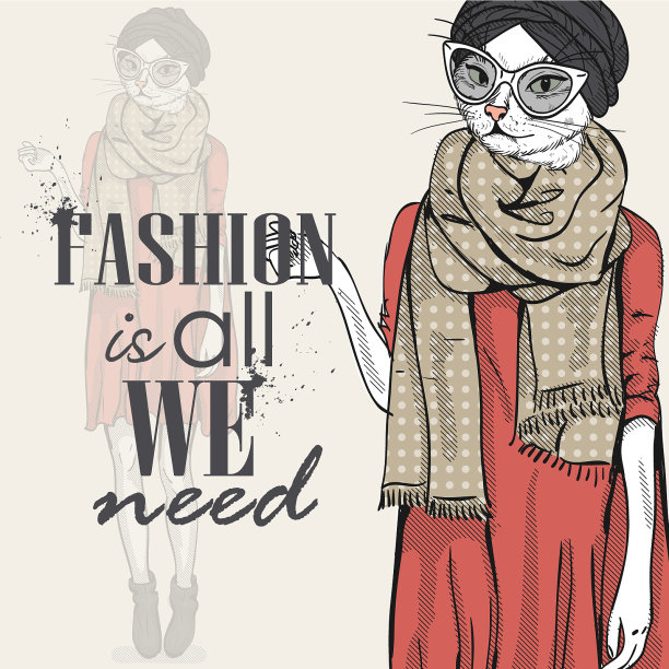 优雅的猫头女人图片下载