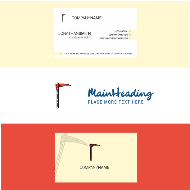 漂亮的斧头标志和名片垂直图片下载